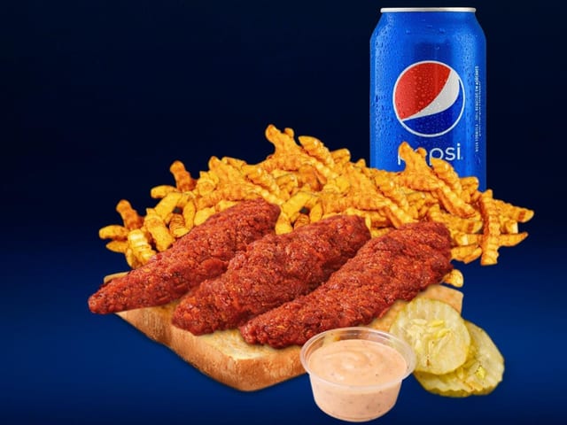 #3 3 Tenders W/Fries & Soda.
