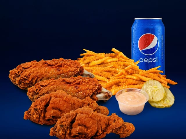 #6 2 Wings + 2 Drumsticks W/Fries.